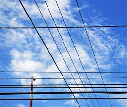 Power lines in sky. Date: 2008