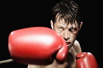 Close up of boxer boxing. Date : 2008