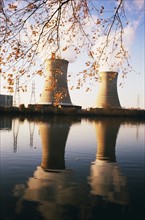 Cooling towers of Three Mile Island nuclear facility. Date: 2008