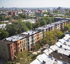 View of rowhouses in Brooklyn, New York. Date: 2008