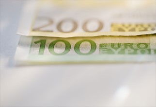 Close up of paper euros.