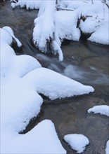 Snowy stream in winter.