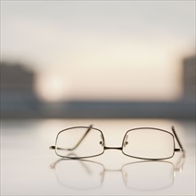 Close up of eyeglasses.