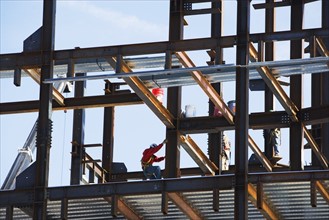 Construction worker on beams. Photographe : fotog