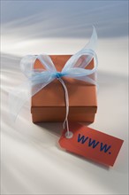 Gift box with WWW tag.