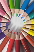 Close up of colored pencils. Photographe : Daniel Grill