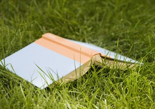 Book in grass. Photographe : Jamie Grill
