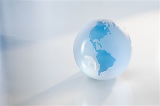 Blue and white globe.