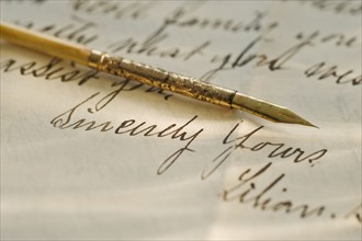 Antique pen and handwriting.