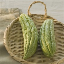 Chinese bitter melon in basket.