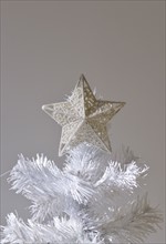 Star on artificial Christmas tree.
