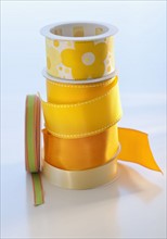 Studio shot of yellow ribbons.