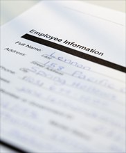 Employee information form. Photographe : Jamie Grill