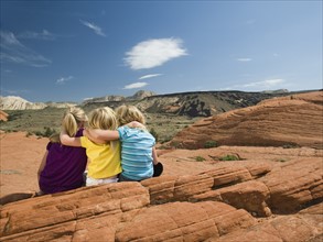 A mother and two kids at Red Rock