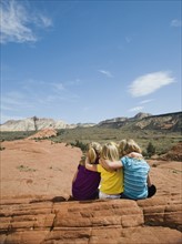 A mother and two kids at Red Rock
