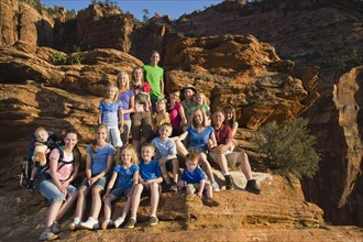 A large family on vacation at Red Rock