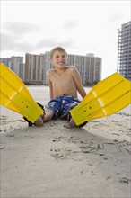 A young boy at the beach