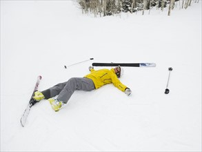 A downhill skier who fell
