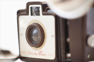 An old fashioned camera.