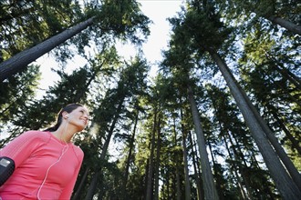 A runner in the woods