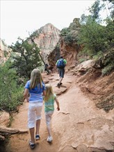 A father and two kids at Red Rock