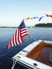 A boat with an American flag