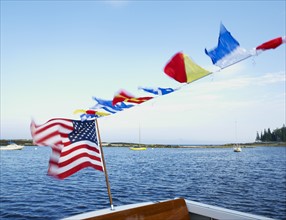 A boat with an American flag