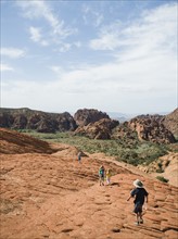 A father with kids at Red Rock