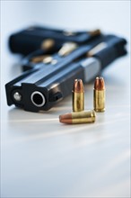 A handgun and ammunition