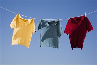 Shirts on clothes line
