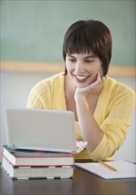 Female student on laptop.