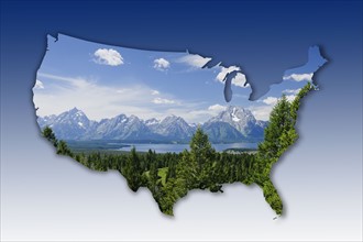 Landscape in shape of the United States.