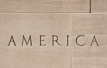 Wall of American building.