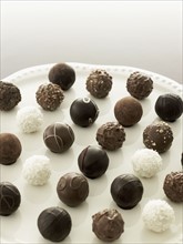 Tray of chocolate truffles