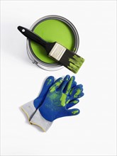 Paint brush and gloves