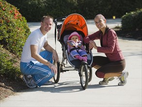 Parents and stroller