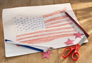 Drawing of American flag.
