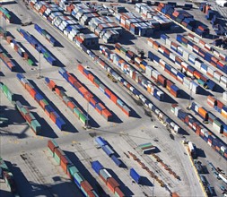 Shipping containers at commercial dock. Photographer: fotog