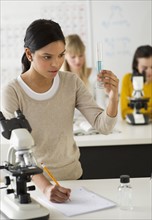 Student in science lab.
