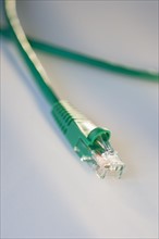 Green network cable.