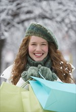Woman shopping on a winter day.