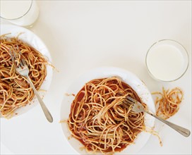 Bowls of spaghetti. Photographe : Jamie Grill