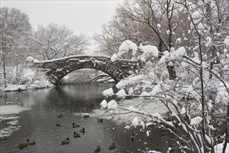 Lake and bridge in winter. Photographe : fotog