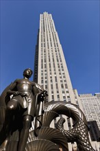 Statue in front of Rockefeller Center.