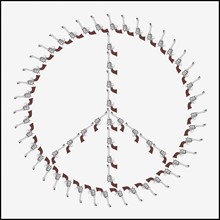 Guns arranged in the shape of a peace symbol. Photo : Mike Kemp