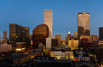 New Orleans skyline at night.