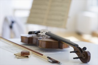 Violin and sheet music.