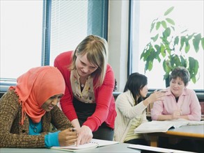 Adults students learning English as a second language.