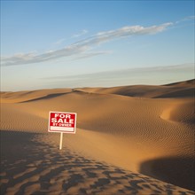 For sale sign in desert. Photo. Mike Kemp