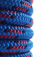 Stack of blue rope. Photo : David Arky